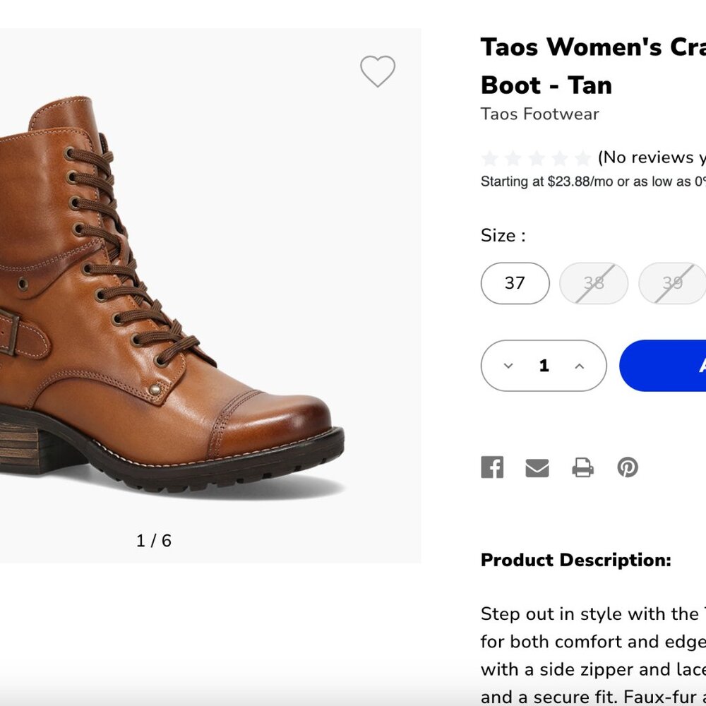 Taos Crave Tan Boots Size 42 - Picture 5 of 5